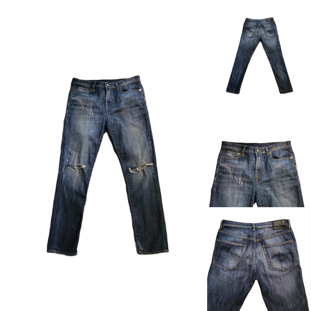 R 13 Slouch Skinny Medium Wash Distressed Jeans Size 27